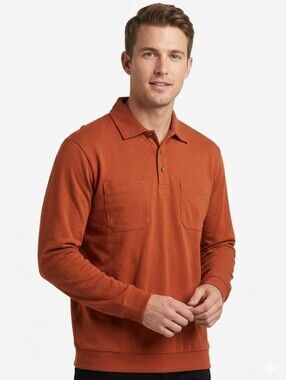 Haband Casual Joe Men's Light Pullover Long Sleeve Polo Shirt M